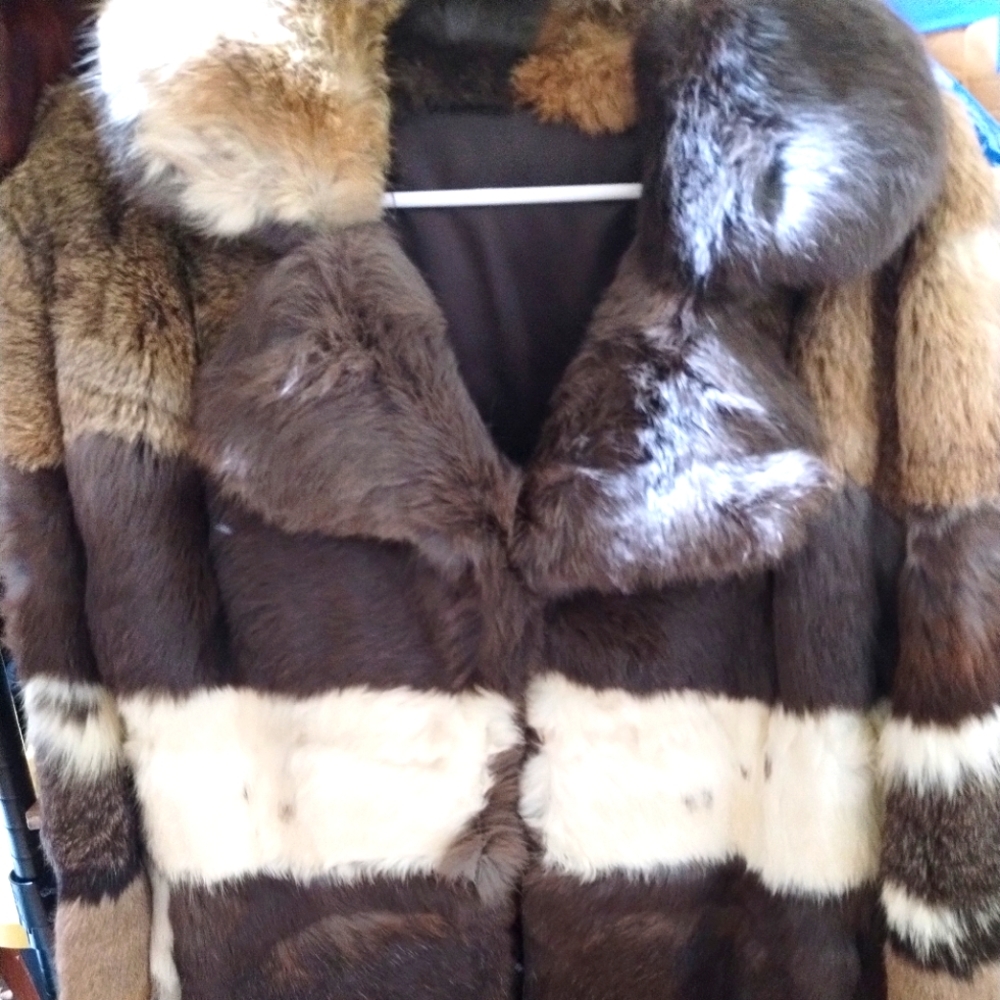 100 percent rabbit fur patchwork coat vintage AF